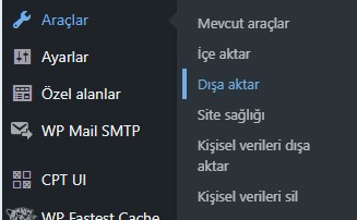 WordPress Export(Dışarı Aktarma)