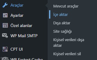 WordPress İçe Aktarma(İçe Aktarma)